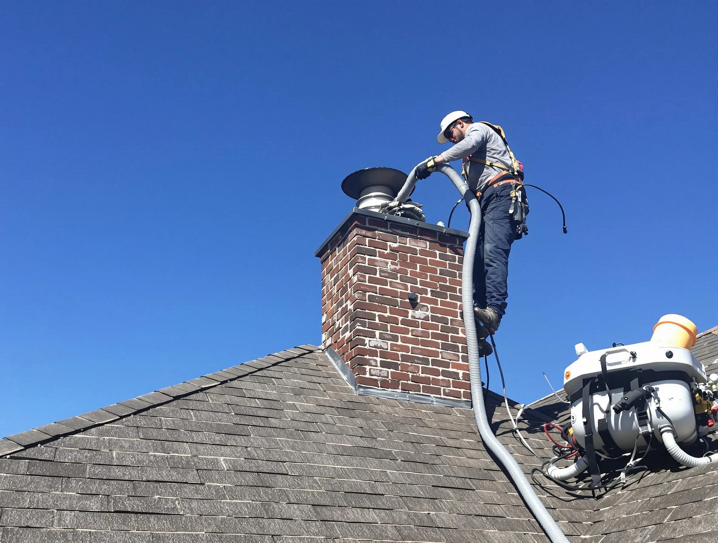 Dedicated Swissvale Chimney Sweep team member cleaning a chimney in Swissvale, PA