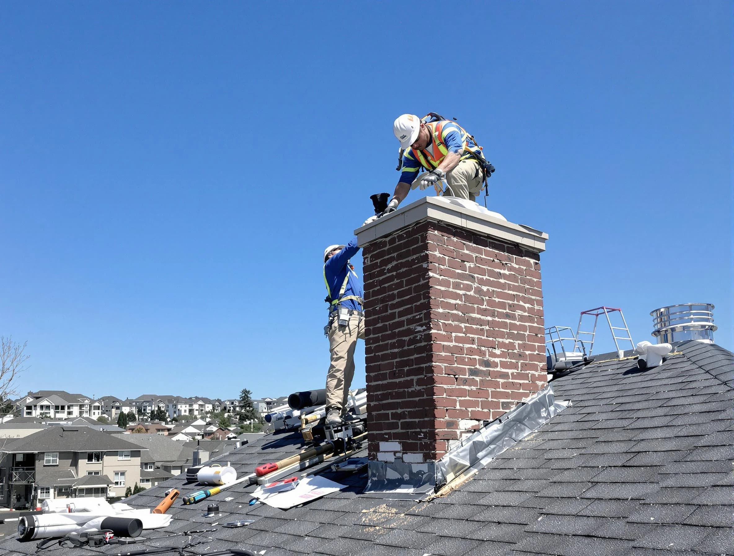 Swissvale Chimney Sweep repairing a chimney crown in Swissvale, PA