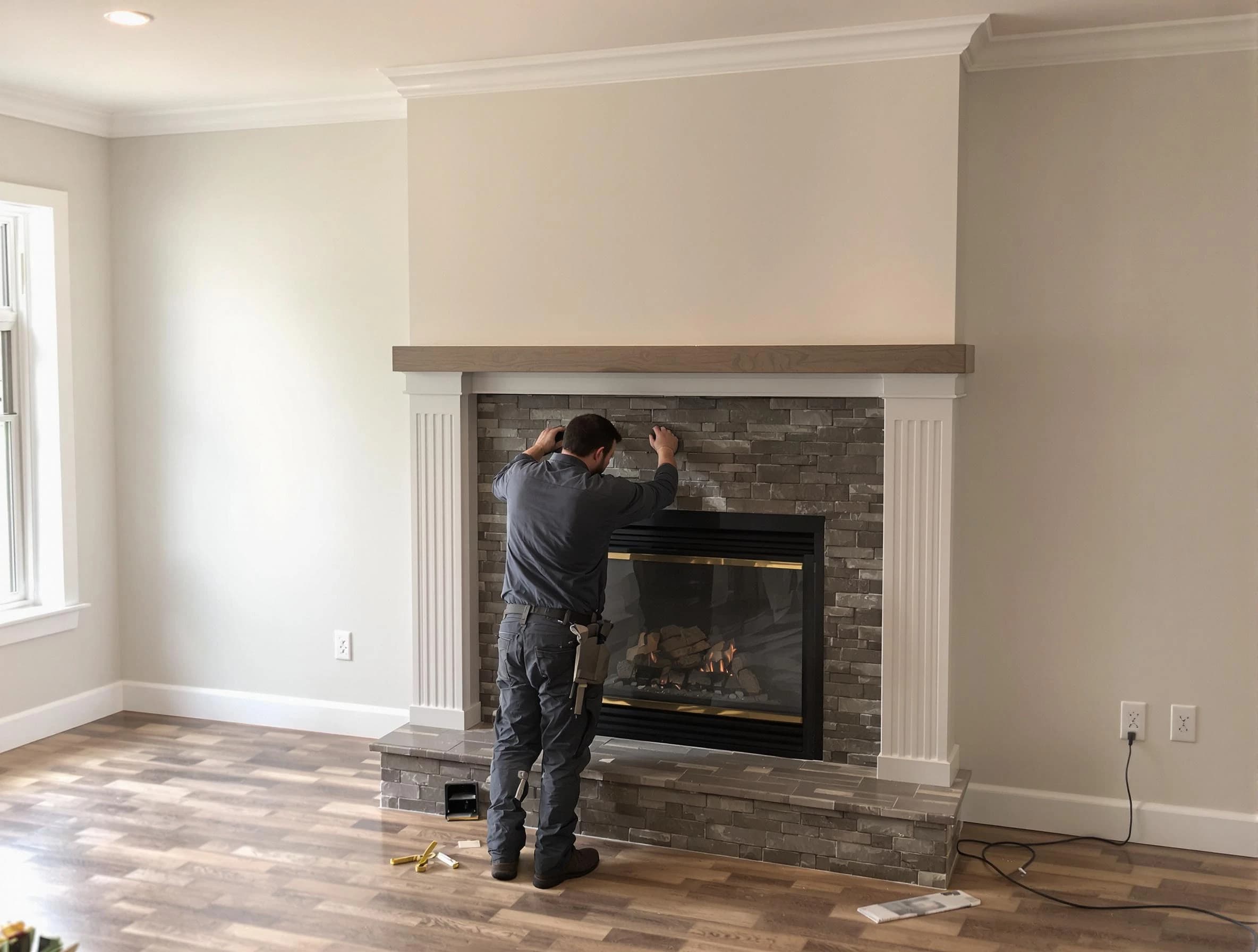 Swissvale Chimney Sweep finishing a custom fireplace install in Swissvale, PA