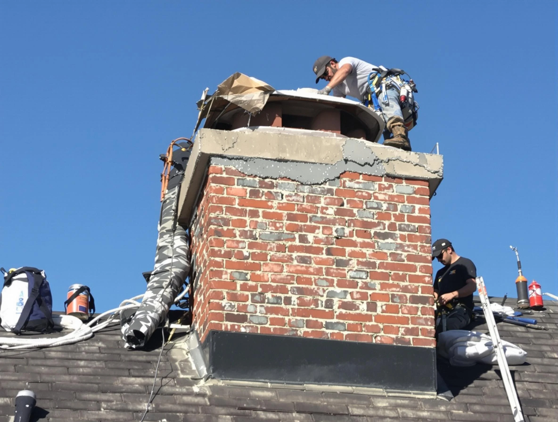 Swissvale Chimney Sweep installing a custom chimney crown in Swissvale, PA