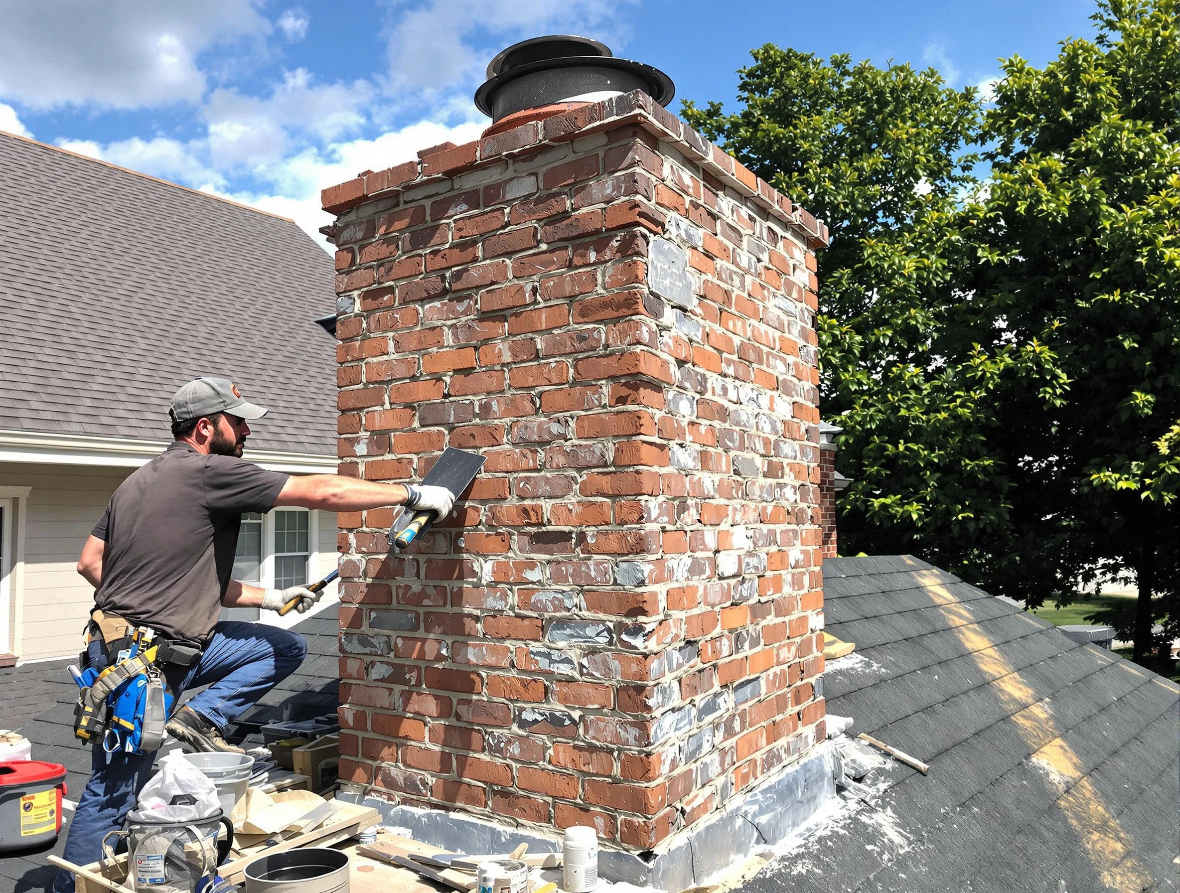 Completed chimney rebuild by Swissvale Chimney Sweep in Swissvale, PA